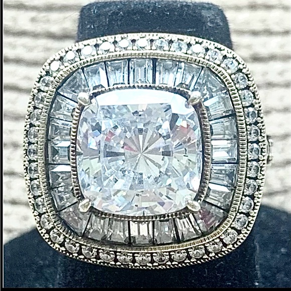 Gorgeous 3K CZ/Baguette/Round Gold over SS Ring - Picture 15 of 15